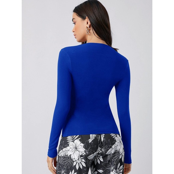 Square Neck long sleeve fitted Top black - Picture 5 of 11